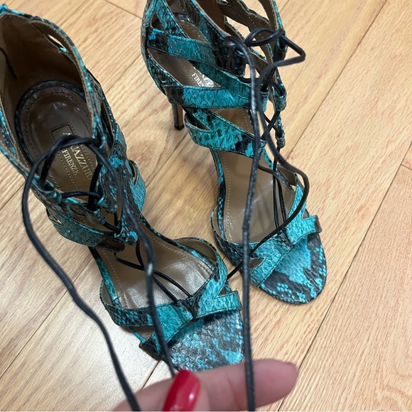 Aquazzura Beverly Hills Elaph Snakeskin Sandals - Picture 7 of 14